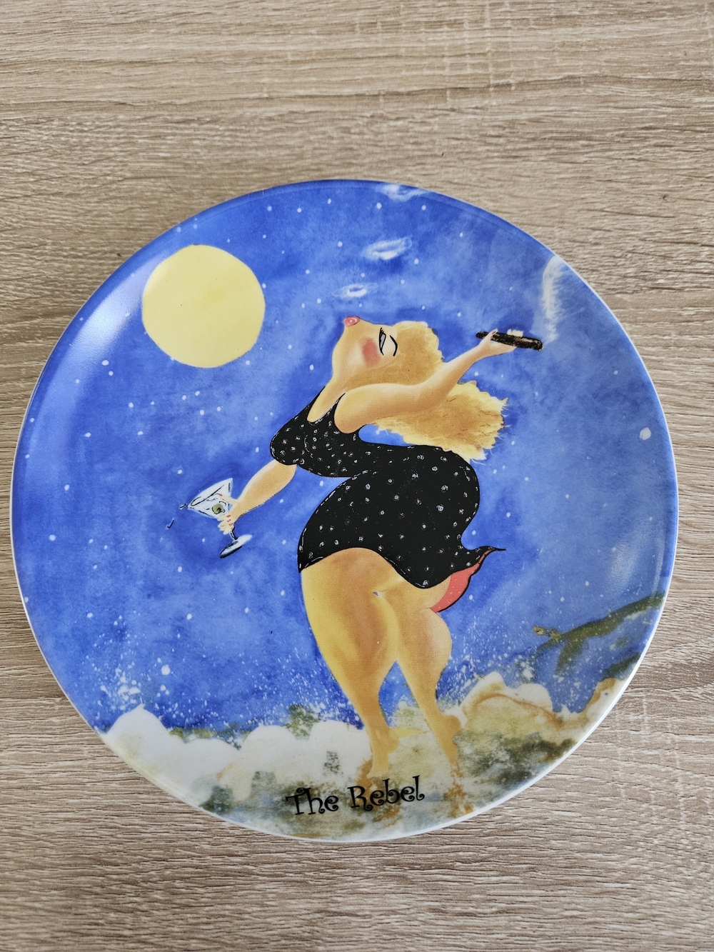 The Rebel Ceramic Wall Plate - Blue Illustrated Figure
